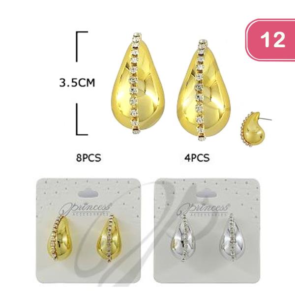 Rhinestone Teardrop Earrings (12 Units)