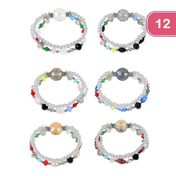 Layered Beaded Stretchable Bracelet (12 Units)