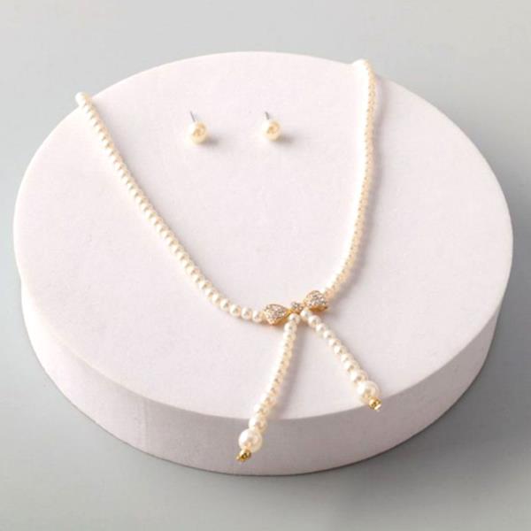 Pearl Bow Tailed Necklace Set