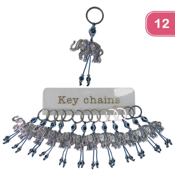 Evil Eye Elephant Keychain (12 Units)