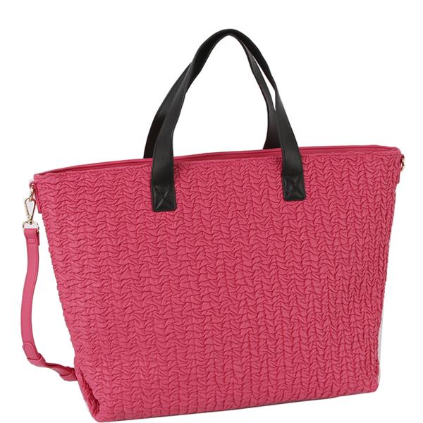 Textured Handle Bag W Strap