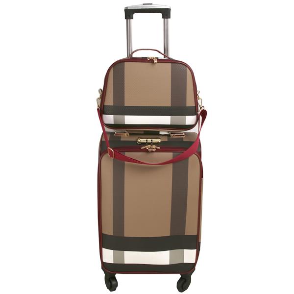 2IN1 STRIPE DESIGN TRAVEL LUGGAGE W BAG SET
