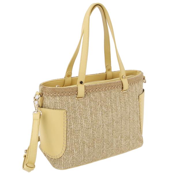 Stylish Pocket Design Chic Straw Satchel Bag