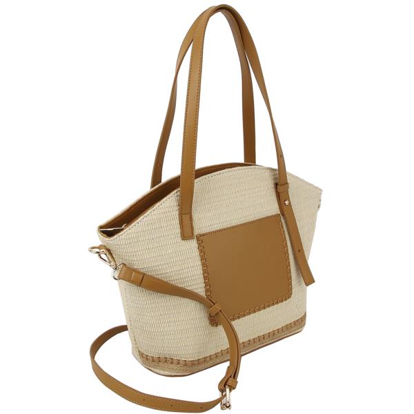 Two Textured Straw Satchel Bag
