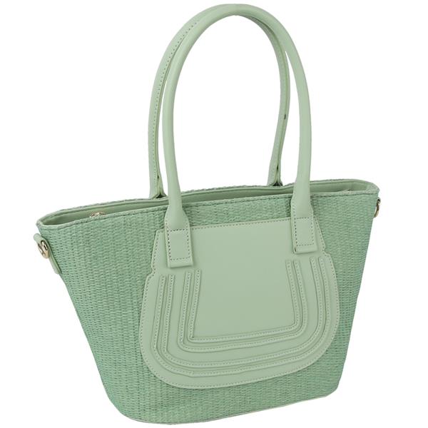 Two Textured Straw Satchel Bag