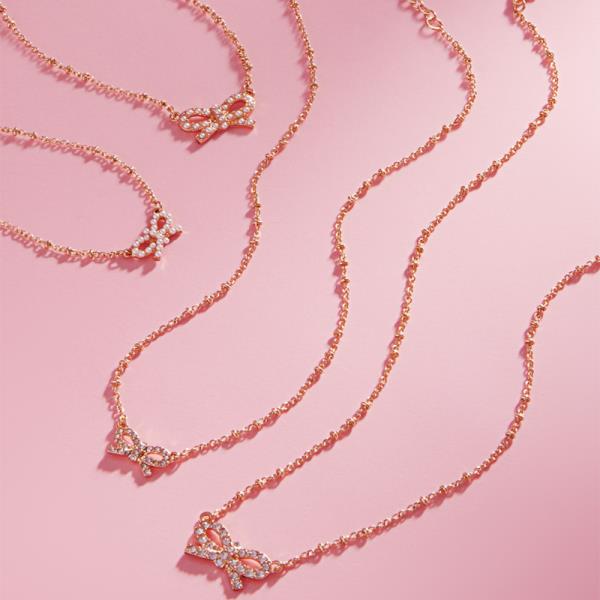 Bow Shaped Mama and Mini 2 Set Short Necklace