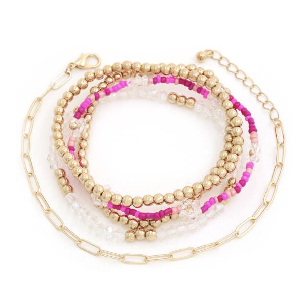 Flower Beaded Assorted Bracelet Set