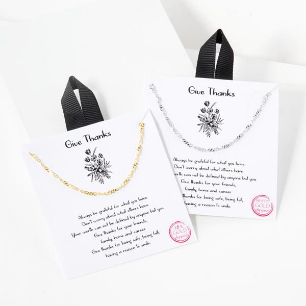 18K GOLD RHODIUM DIPPED GIVE THANKS CHAIN NECKLACE