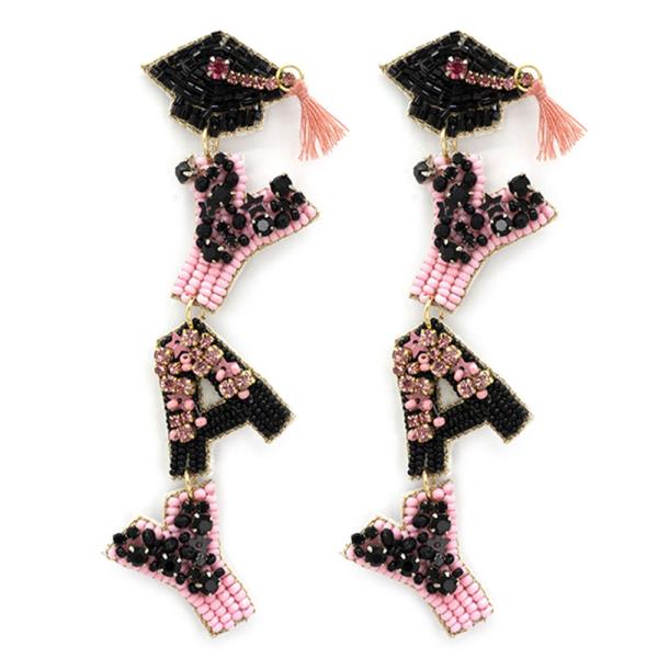 Seed Bead Graduation Dangle Earring