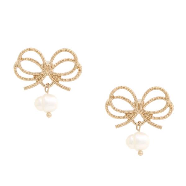 Double Bow Pearl Bead Earring