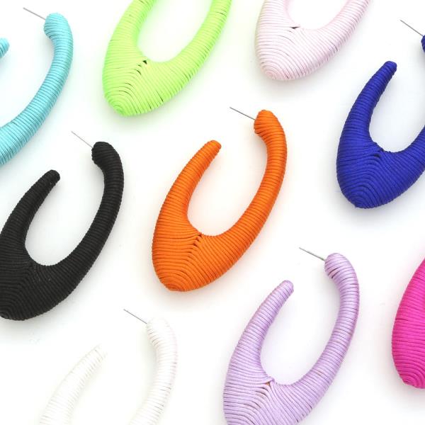 Thread Wrapped Open Oval Earring