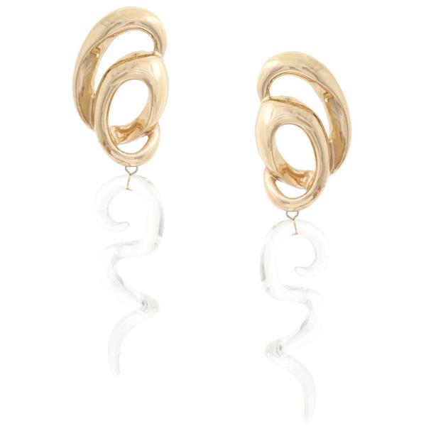 Clear Swirl Round Metal Dangle Earring