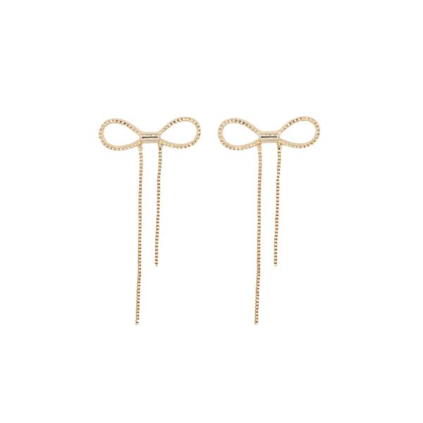 Metal Ribbon Bow Post Earring