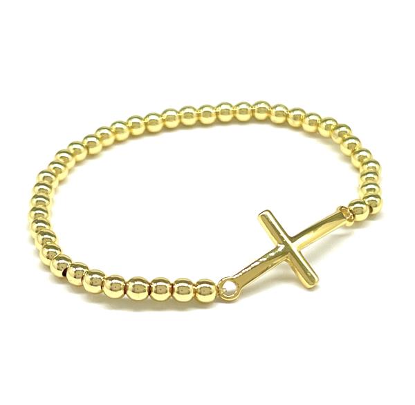 Cross Metal Ball Stretch Bracelet