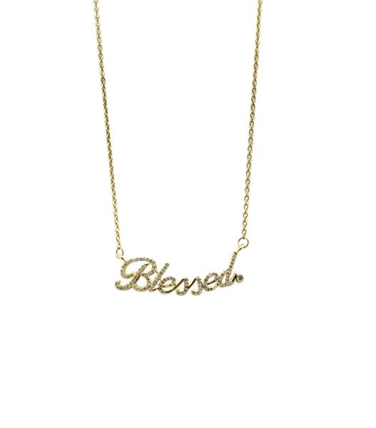 RHINESTONE BLESSED PENDANT DAINTY NECKLACE