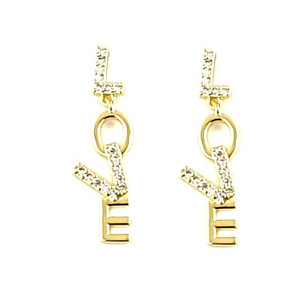 Rhinestone Love Drop Earring