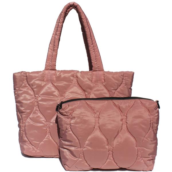2IN1 Nylon Quilted Hourglass Tote Bag