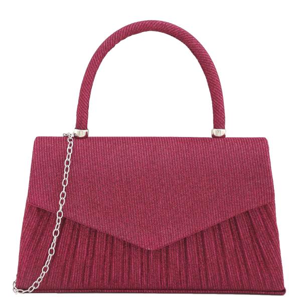 V Pleated Glitter Crossbody Bag