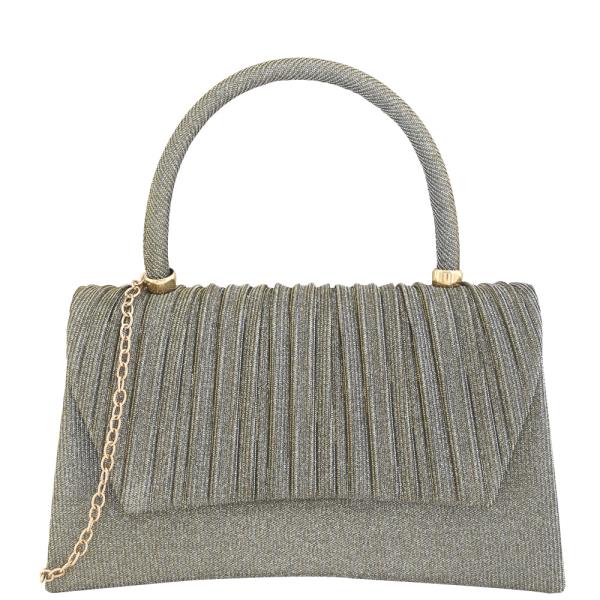 Pleated Glitter Crossbody Bag