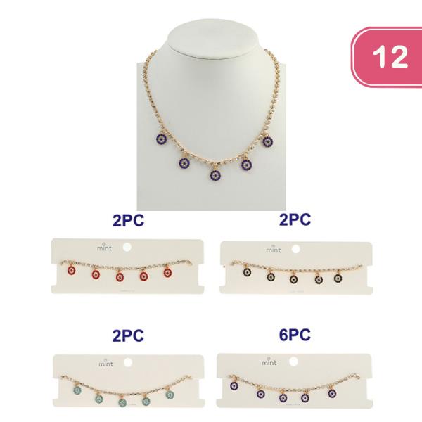 Evil Eye Rhinestone Choker (12 Units)