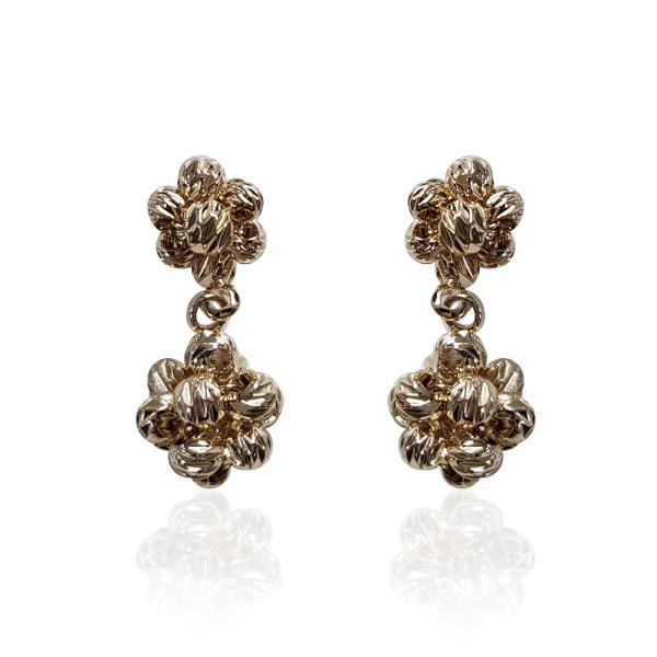 Brass Double Flower Earring