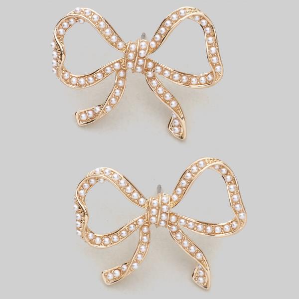 Pearl Ribbon Post Earring