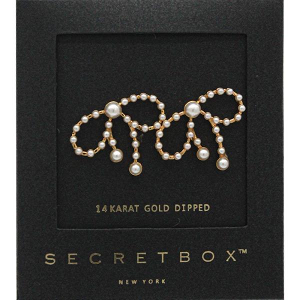 SECRET BOX 14K Gold Dipped Pearl Ribbon Earring