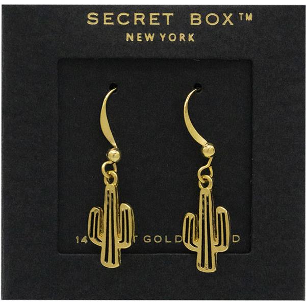 SECRET BOX 14K Gold Dipped Cactus Dangle Earring