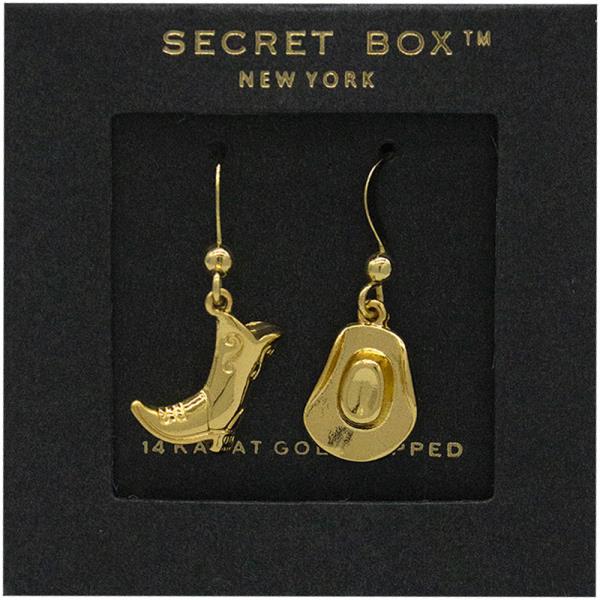 SECRET BOX Gold Dipped And Hat Fish Hook Earring