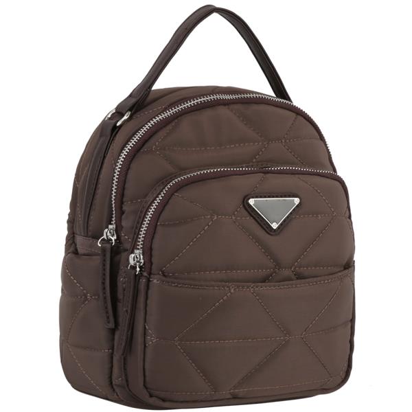 Nylon Quilted Design Convertible Backpack