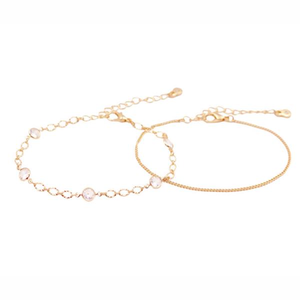 Metal Stone Mix Chain Bracelet Set