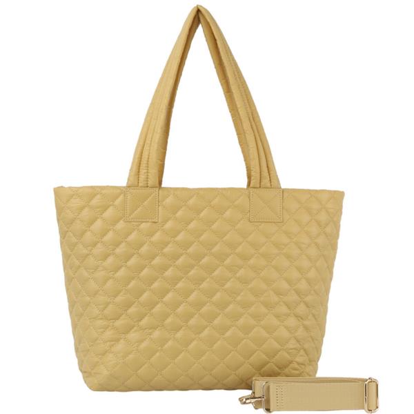 Padded Nylon Quilted Tote Bag W Strap