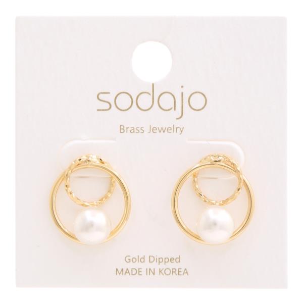 SODAJO Gold Dipped Brass Round Metal Earring