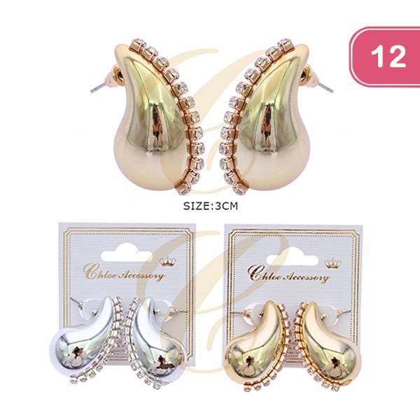 Rhinestone Teardrop Earring (12 Units)