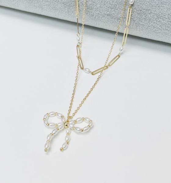 2 LAYERED RIBBON PENDANT NECKLACE