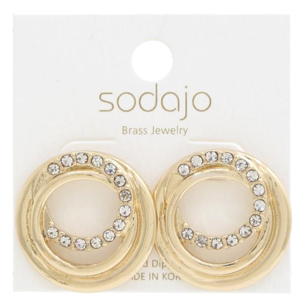 SODAJO Circle Rhinestone Gold Dipped Earring