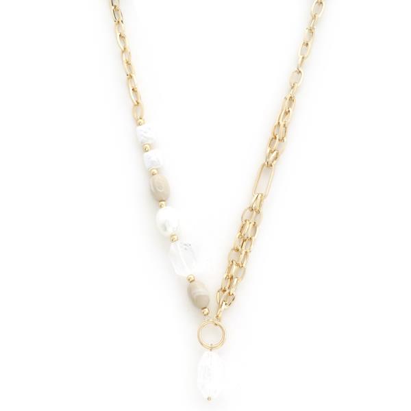 Clear Bead Oval Link Necklace