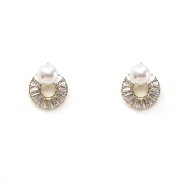 Pearl Stone Round Post Earring