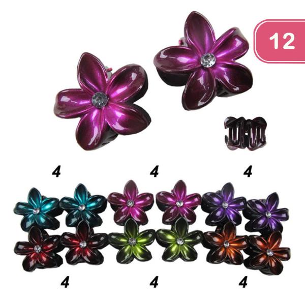 Flower Rhinestone Hair Clip (12 Units)