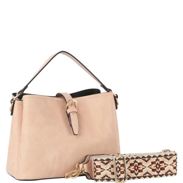 Buckle Handle Crossbody Bag W Guitar Strap