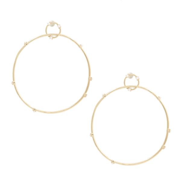 Dainty Pearl Bead Edge Hoop Earring