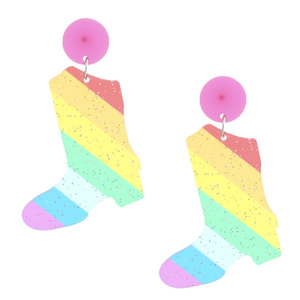 Western Colorful Boot Dangle Earring