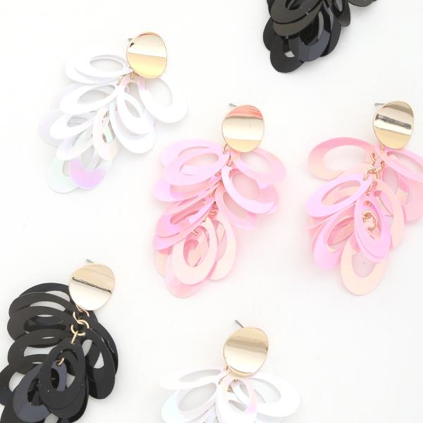 Oval Sequin Link Dangle Earring