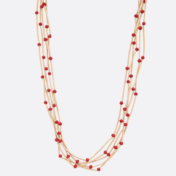 Beaded Layered Metal Necklace