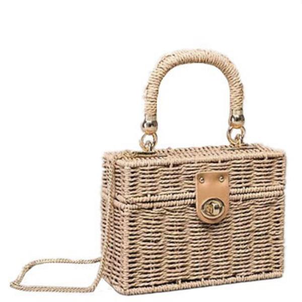 RATTAN RECTANGLE CROSSBODY BAG