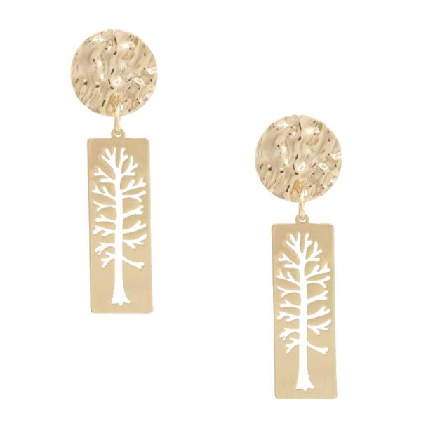 Cut Out Tree Rectangle Metal Earring