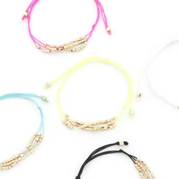 Metal Bead Pull String Bracelet