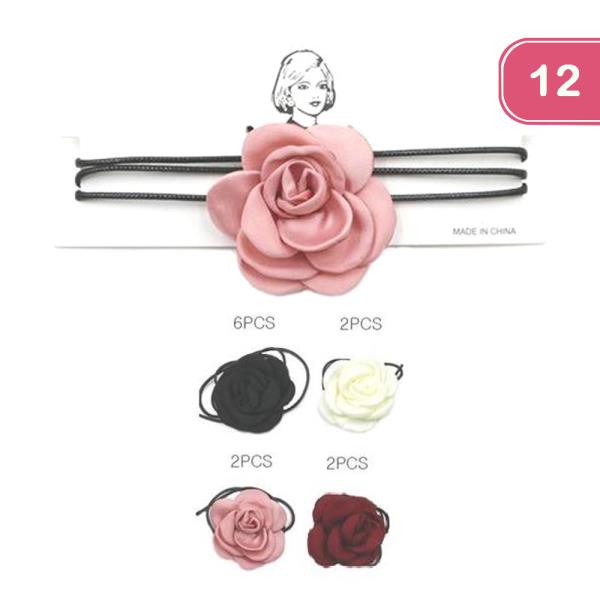 Rose Wrap Around Choker Necklace (12 Units)