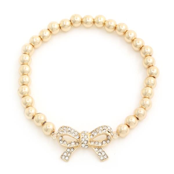Rhinestone Bow Ball Bead Bracelet