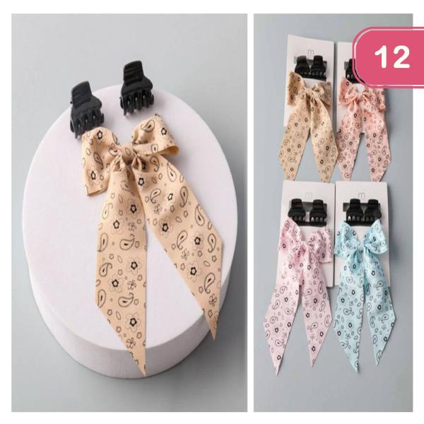 Paisley Bow Claw Clips Set (12 Units)